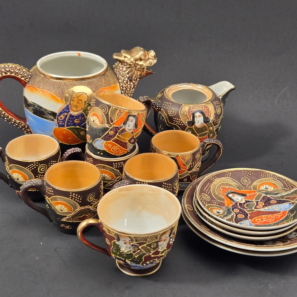 Vintage Japanese Satsuma Moriage Dragonware Replacement Pieces Teapot Cups Lot14